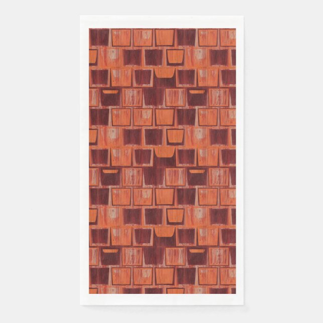 Geometrische Keramik in Rot und Orange Serviette (Vorderseite)