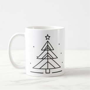 Geometrische Kiefer Minimalistische Weihnachtslini Kaffeetasse