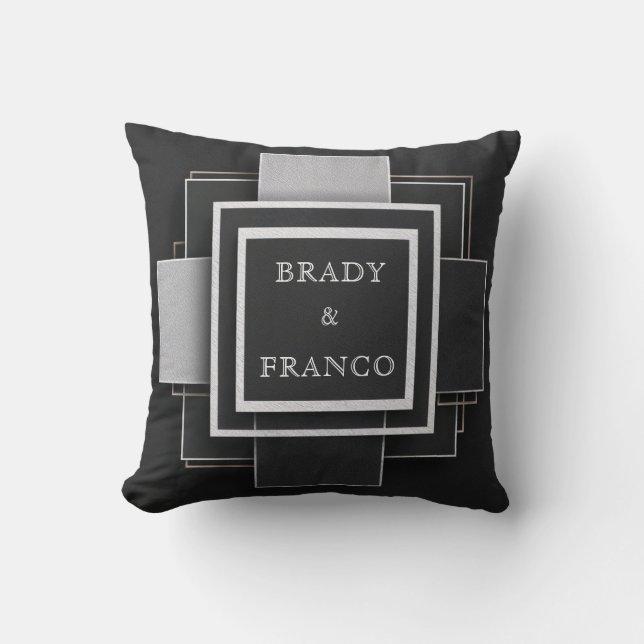 Geometrische Kontrastschichten Elegante Schwarze H Kissen (Vorderseite)