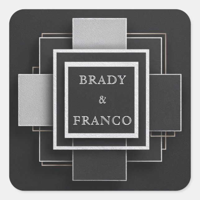 Geometrische Kontrastschichten Elegante Schwarze H Quadratischer Aufkleber (Vorderseite)