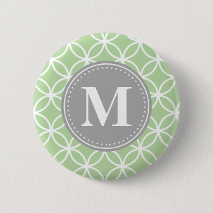 Geometrische Kreise Mini-Grau-Monogramm Button