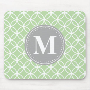 Geometrische Kreise Mini-Grau-Monogramm Mousepad