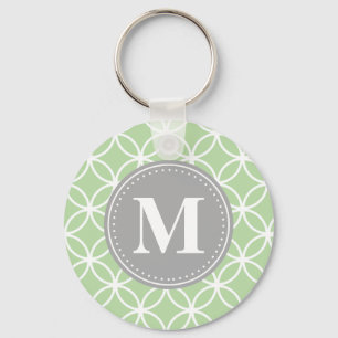 Geometrische Kreise Mini-Grau-Monogramm Schlüsselanhänger