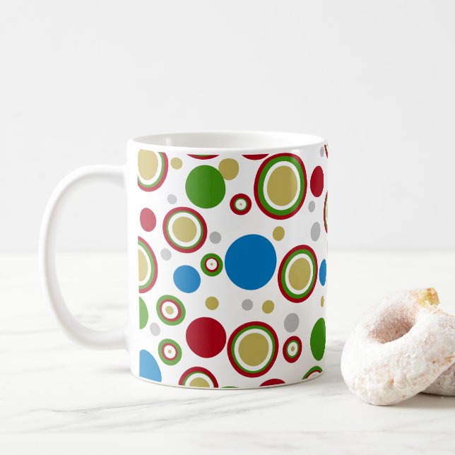 Geometrische Kreise Red Green Blue Silver Gold Kaffeetasse (Mit Donut)
