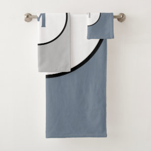 Geometrische Kreise Schiefergrau Monogramm Badhandtuch Set