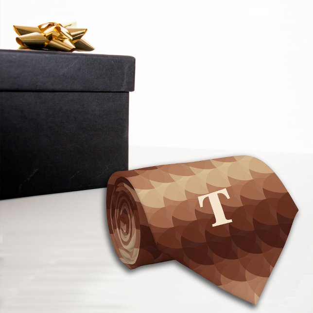 Geometrische Kreisel braun Monogramm Krawatte (Von Creator hochgeladen)