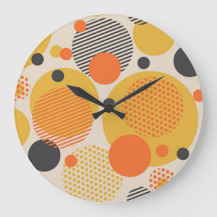 Geometrische Kreisel nach hinten: 60er Vintag Große Wanduhr