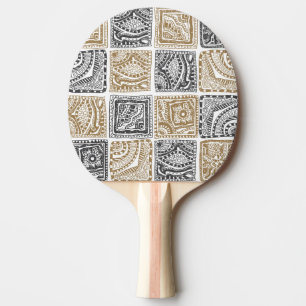 Geometrische Kritzelei, vintage abstraktes Muster. Tischtennis Schläger