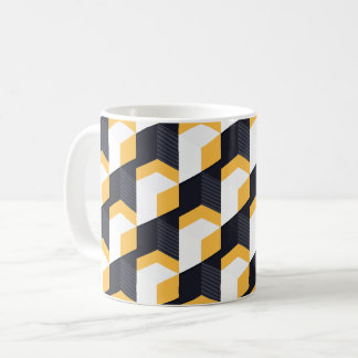 Geometrische Kuben mit fett Gelb, Weiß und Schwarz Kaffeetasse