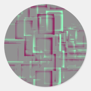 Geometrische Kunst der "Himbeere Minze" Runder Aufkleber