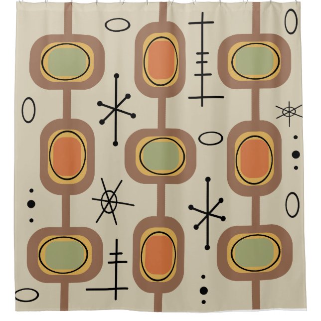 Geometrische Kunst des Weltraumzeitalters Duschvorhang (Vorderseite)