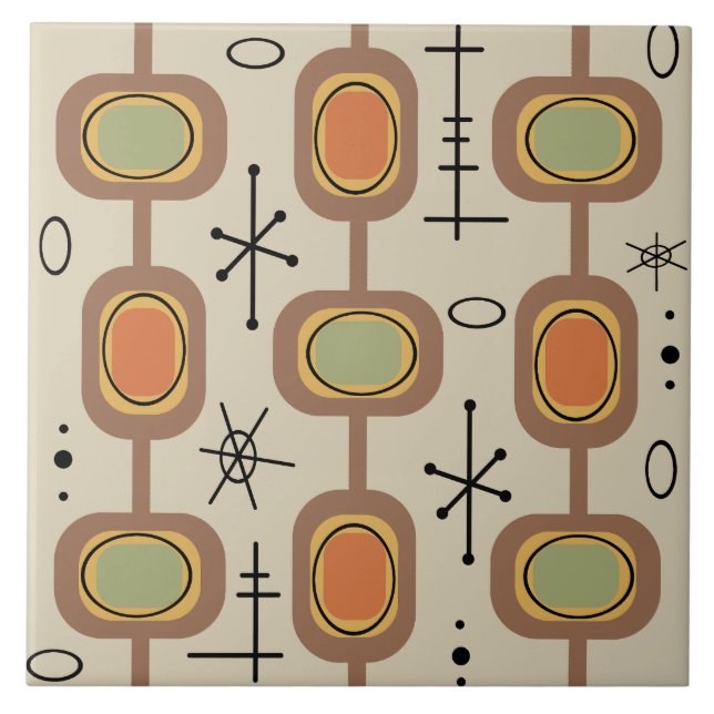 Geometrische Kunst des Weltraumzeitalters Fliese (Vorderseite)
