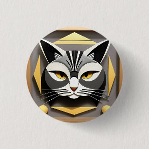 Geometrische Kunst einer stilisierten Katzenabstra Button