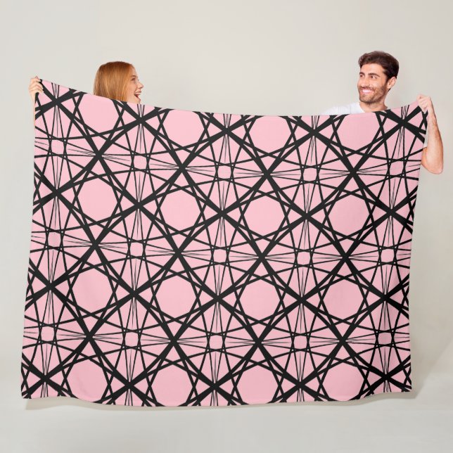 Geometrische Kunst in Schwarz und Rosa Fleecedecke (Beispiel)