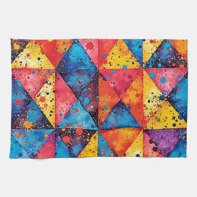 Geometrische Kunst: Lebendiges Chaos Geschirrtuch (Horizontal)