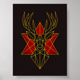 Geometrische Kunst Rotwild-Tierdarstellung modern Poster