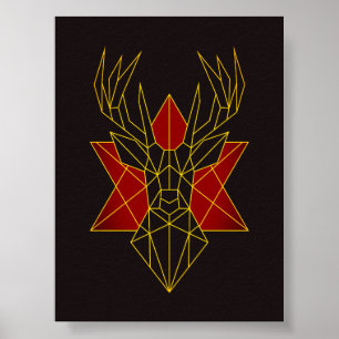 Geometrische Kunst Rotwild-Tierdarstellung modern Poster