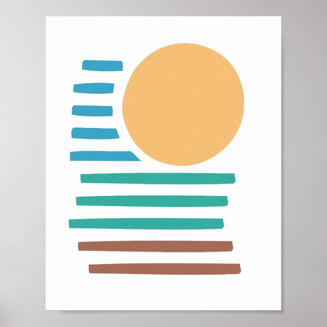 Geometrische Kunst - Sonnenuntergang am Strand Poster (Vorne)
