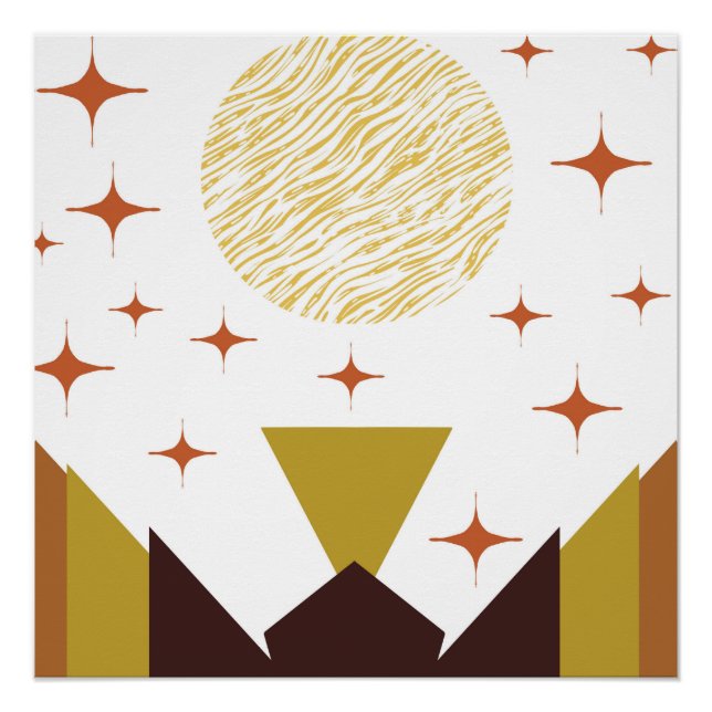 Geometrische Landschaft des mittleren Jahrhunderts Poster (Vorderseite)