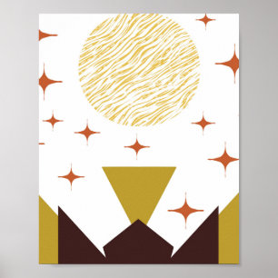 Geometrische Landschaft des mittleren Jahrhunderts Poster