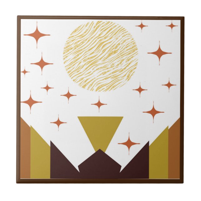 Geometrische Landschaftsgrenze des mittleren Jahrh Fliese (Vorderseite)