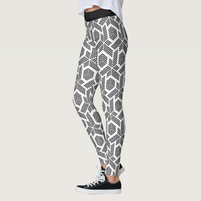 geometrische Leggings mit schwarzen, weißen Punkte (Links)