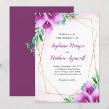 Geometrische Lila Calla Lily Watercolor Hochzeit