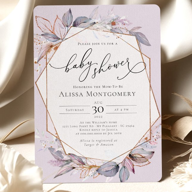 Geometrische Lila Lavendel-Dusche Einladung (Von Creator hochgeladen)