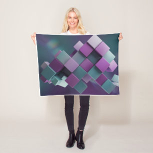 Geometrische lila schwebende Würfel Abstrakte mode Fleecedecke