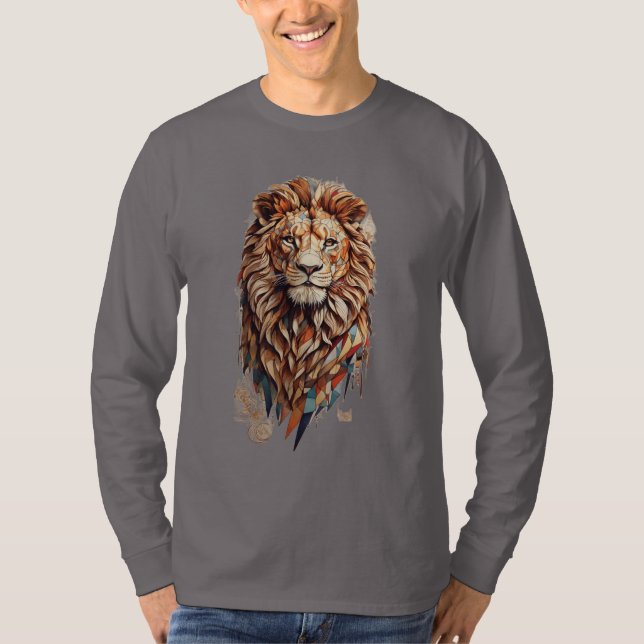 Geometrische Lion: Designs kultureller mosaischer  T-Shirt (Vorderseite)