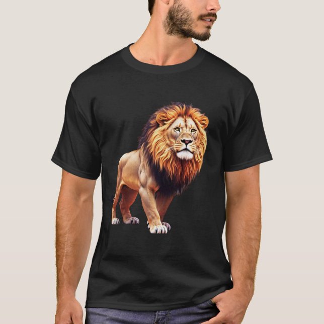 Geometrische Lion mit Glitch Art T - Shirt (Vorderseite)