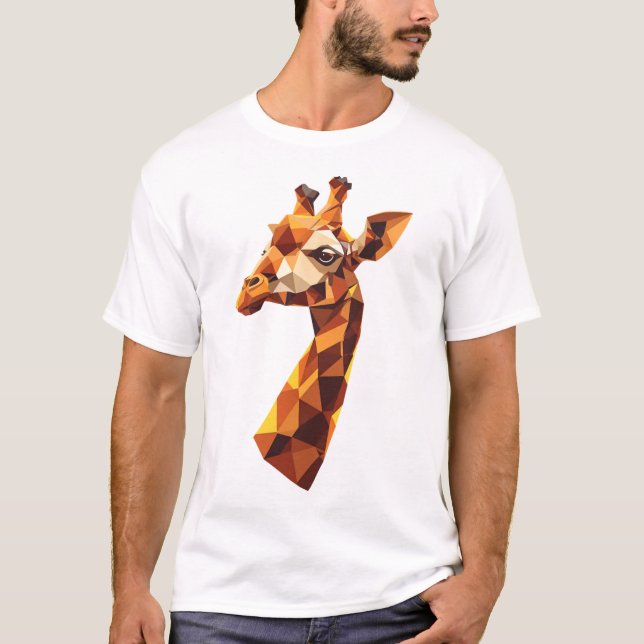 Geometrische Low-Poly Giraffe Portrait T-Shirt (Vorderseite)