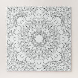 Geometrische Mandala Black Lines v2 Farbvorlage Puzzle