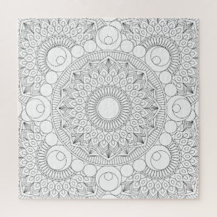 Geometrische Mandala Black Lines v2 Farbvorlage Puzzle