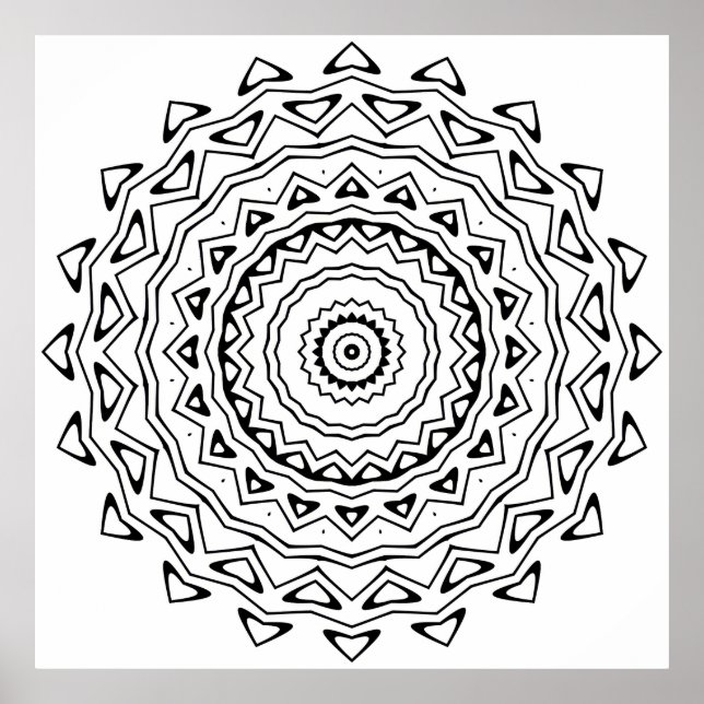 Geometrische Mandala-Malvorlage mit Dreiecksring Poster (Vorne)