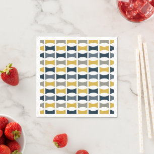 Geometrische Marine des Retro Mid Century, Mustard Serviette