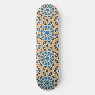 Geometrische marokkanische Fliese & Orangenmuster Skateboard