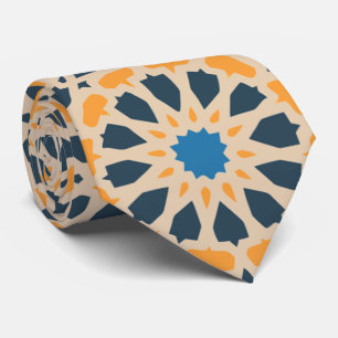 Geometrische marokkanische Fliese und Orangenmuste Krawatte