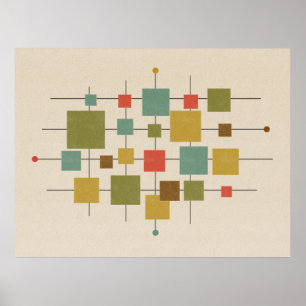 Geometrische MCM-Quadrate - mehrere Postkarten Poster