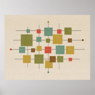 Geometrische MCM-Quadrate - mehrere Postkarten Poster