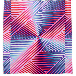 Geometrische mehrfarbige Gradientenlinien Modern Duschvorhang
