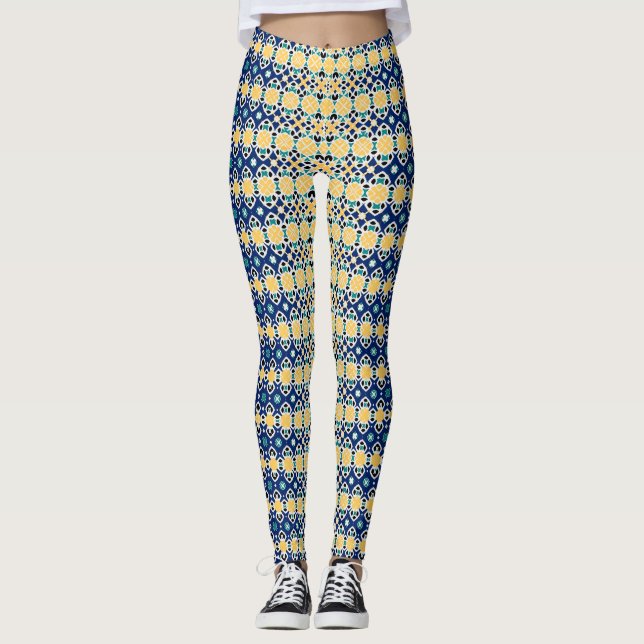 Geometrische mehrfarbige Leggings (Vorderseite)
