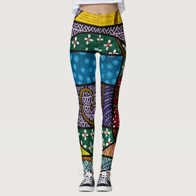 geometrische mehrfarbige Leggings von Laurie (Vorderseite)