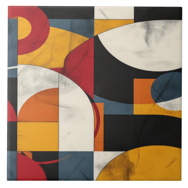 Geometrische Meisterschaft des mittleren Jahrhunde Fliese (Vorderseite)