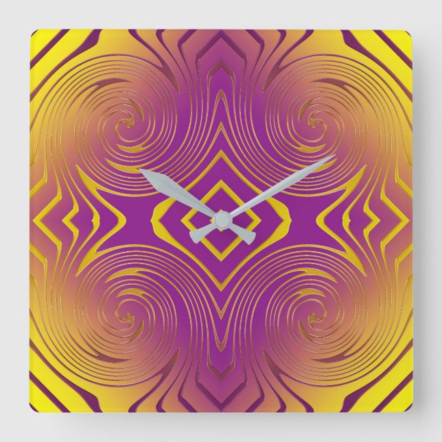 geometrische metallische Strudelbeschaffenheit Quadratische Wanduhr (Vorderseite)
