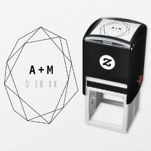 Geometrische Minimalistische Monogramm-Gummi-Hochz Permastempel