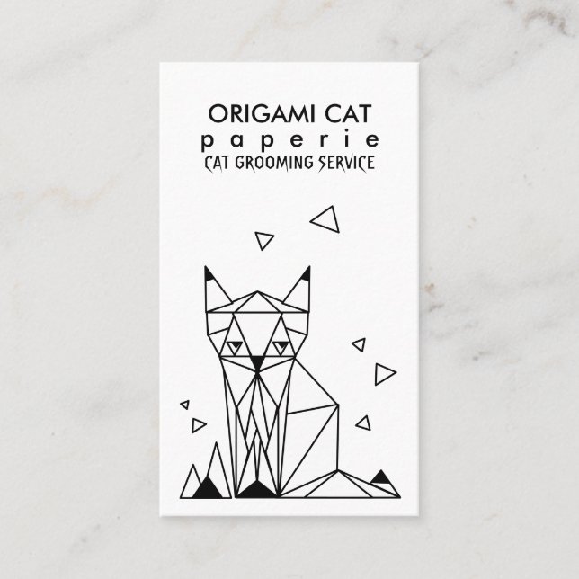 Geometrische Minimalistische Origami-Katze Visitenkarte (Vorderseite)