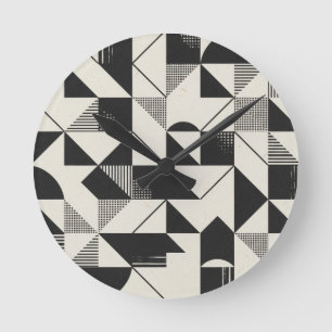 Geometrische Minimalistische Wall-Uhr - Schwarz/We Runde Wanduhr