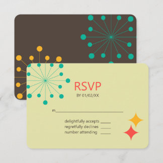 Geometrische, moderne, farbenfrohe Retro RSVP Karte