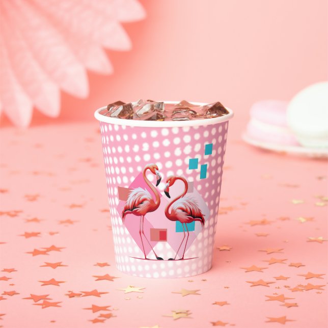 Geometrische moderne Flamingo Kinderdusche Pappbecher (Insitu)